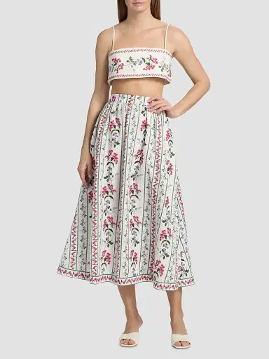 Hemant & Nandita Women's Floral Embellished Linen-Cotton Bustier Top - Ivory - Size Medium | Thumbnail 2 Hemant & Nandita Women's Floral Embellished Linen-Cotton Bustier Top - Ivory - Size Medium | Thumbnail 2