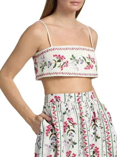 Hemant & Nandita Women's Floral Embellished Linen-Cotton Bustier Top - Ivory - Size Medium | Thumbnail 6 Hemant & Nandita Women's Floral Embellished Linen-Cotton Bustier Top - Ivory - Size Medium | Thumbnail 6