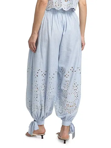 Hemant & Nandita Women's Eyelet Striped Cotton-Blend Harem Pants - Stripes | Thumbnail 5 Hemant & Nandita Women's Eyelet Striped Cotton-Blend Harem Pants - Stripes | Thumbnail 5