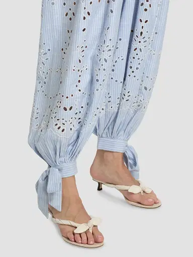 Hemant & Nandita Women's Eyelet Striped Cotton-Blend Harem Pants - Stripes | Thumbnail 6 Hemant & Nandita Women's Eyelet Striped Cotton-Blend Harem Pants - Stripes | Thumbnail 6