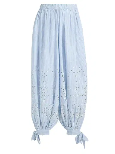 Hemant & Nandita Women's Eyelet Striped Cotton-Blend Harem Pants - Stripes | Thumbnail 1 Hemant & Nandita Women's Eyelet Striped Cotton-Blend Harem Pants - Stripes | Thumbnail 1