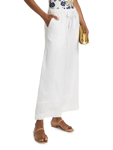 Lemlem Women's Desta Cotton Drawstring Pants - Abira White - Size Medium | Thumbnail 4 Lemlem Women's Desta Cotton Drawstring Pants - Abira White - Size Medium | Thumbnail 4