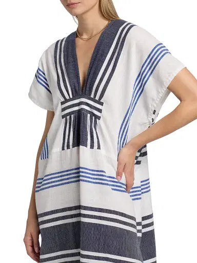 Lemlem Women's Gasira Striped Cotton Caftan Cover-Up - Marina Blue - Size Large | Thumbnail 6 Lemlem Women's Gasira Striped Cotton Caftan Cover-Up - Marina Blue - Size Large | Thumbnail 6