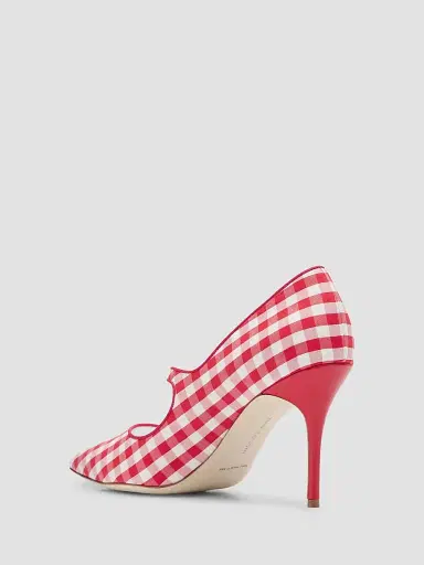 Manolo Blahnik Women's Camparinew 90MM Gingham Mary Jane Pumps | Thumbnail 4 Manolo Blahnik Women's Camparinew 90MM Gingham Mary Jane Pumps | Thumbnail 4