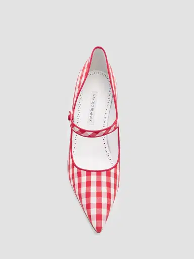 Manolo Blahnik Women's Camparinew 90MM Gingham Mary Jane Pumps | Thumbnail 5 Manolo Blahnik Women's Camparinew 90MM Gingham Mary Jane Pumps | Thumbnail 5