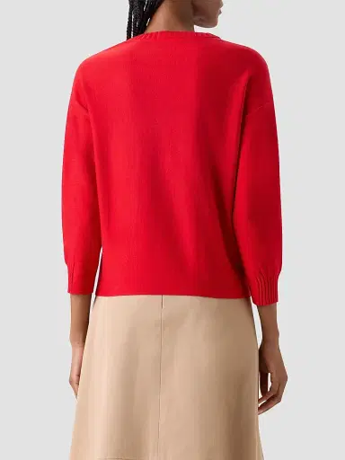Akris punto Women's Drop Shoulder Virgin Wool Sweater - Red - Size 16 | Thumbnail 3 Akris punto Women's Drop Shoulder Virgin Wool Sweater - Red - Size 16 | Thumbnail 3