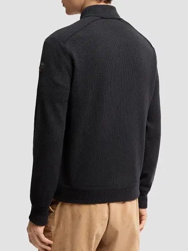 Moncler Men's Down-Filled Cardigan in Wool and Cashmere Blend - Navy Blue | Thumbnail 3 Moncler Men's Down-Filled Cardigan in Wool and Cashmere Blend - Navy Blue | Thumbnail 3