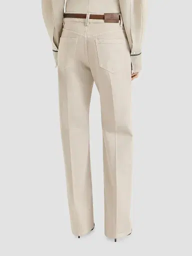 Brunello Cucinelli Women's Dyed Denim Contemporary Loose Trousers - Sand | Thumbnail 3 Brunello Cucinelli Women's Dyed Denim Contemporary Loose Trousers - Sand | Thumbnail 3