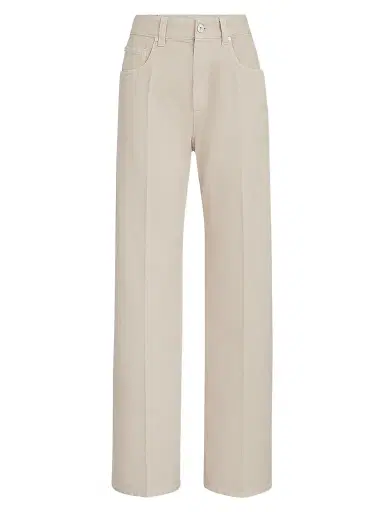 Brunello Cucinelli Women's Dyed Denim Contemporary Loose Trousers - Sand | Thumbnail 1 Brunello Cucinelli Women's Dyed Denim Contemporary Loose Trousers - Sand | Thumbnail 1
