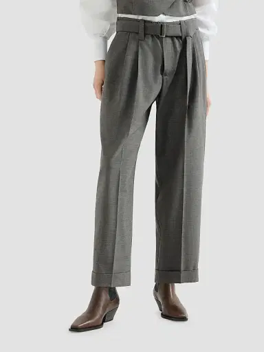 Brunello Cucinelli Women's Tropical Luxury Wool Baggy Sartorial Trousers | Thumbnail 2 Brunello Cucinelli Women's Tropical Luxury Wool Baggy Sartorial Trousers | Thumbnail 2