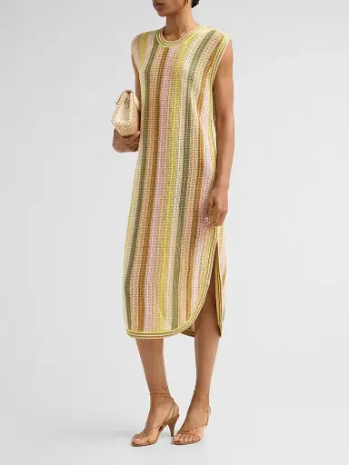 Zimmermann Women's Indra Striped Crochet Cotton Midi Dres | Thumbnail 4 Zimmermann Women's Indra Striped Crochet Cotton Midi Dres | Thumbnail 4