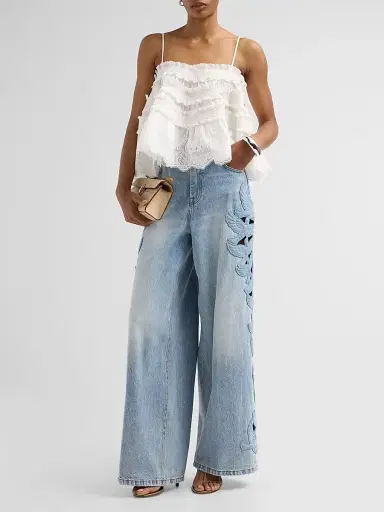Zimmermann Women's Kindred Spirit Alchemy Appliqué Relaxed Flare Jeans - Sea Foam | Thumbnail 2 Zimmermann Women's Kindred Spirit Alchemy Appliqué Relaxed Flare Jeans - Sea Foam | Thumbnail 2
