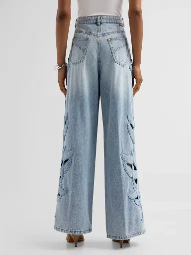 Zimmermann Women's Kindred Spirit Alchemy Appliqué Relaxed Flare Jeans - Sea Foam | Thumbnail 3 Zimmermann Women's Kindred Spirit Alchemy Appliqué Relaxed Flare Jeans - Sea Foam | Thumbnail 3