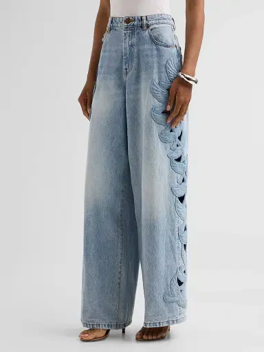 Zimmermann Women's Kindred Spirit Alchemy Appliqué Relaxed Flare Jeans - Sea Foam | Thumbnail 4 Zimmermann Women's Kindred Spirit Alchemy Appliqué Relaxed Flare Jeans - Sea Foam | Thumbnail 4