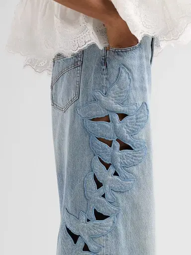 Zimmermann Women's Kindred Spirit Alchemy Appliqué Relaxed Flare Jeans - Sea Foam | Thumbnail 5 Zimmermann Women's Kindred Spirit Alchemy Appliqué Relaxed Flare Jeans - Sea Foam | Thumbnail 5