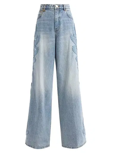 Zimmermann Women's Kindred Spirit Alchemy Appliqué Relaxed Flare Jeans - Sea Foam | Thumbnail 1 Zimmermann Women's Kindred Spirit Alchemy Appliqué Relaxed Flare Jeans - Sea Foam | Thumbnail 1