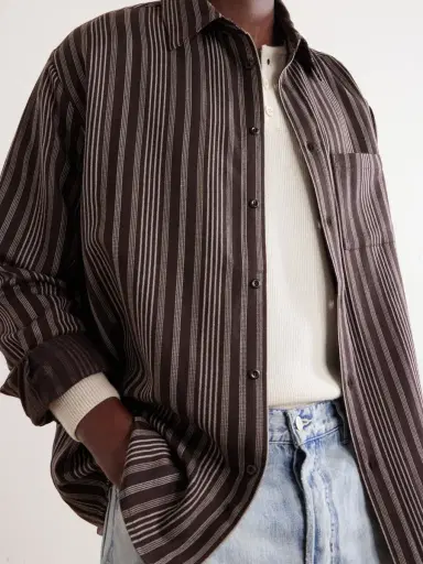 The Elder Statesman Striped Wool and Cashmere-Blend Shirt - Men | Thumbnail 5 The Elder Statesman Striped Wool and Cashmere-Blend Shirt - Men | Thumbnail 5
