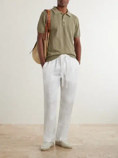 Frescobol Carioca Luan Straight-Leg Linen and Cotton-Blend Drawstring Trousers - Men | Thumbnail 2 Frescobol Carioca Luan Straight-Leg Linen and Cotton-Blend Drawstring Trousers - Men | Thumbnail 2