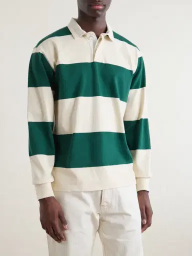 Drake's Stripe Cotton-Jersey Polo Shirt - Men | Thumbnail 3 Drake's Stripe Cotton-Jersey Polo Shirt - Men | Thumbnail 3