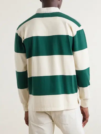 Drake's Stripe Cotton-Jersey Polo Shirt - Men | Thumbnail 4 Drake's Stripe Cotton-Jersey Polo Shirt - Men | Thumbnail 4