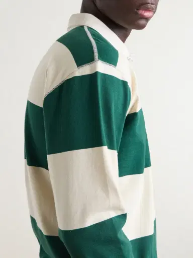 Drake's Stripe Cotton-Jersey Polo Shirt - Men | Thumbnail 6 Drake's Stripe Cotton-Jersey Polo Shirt - Men | Thumbnail 6