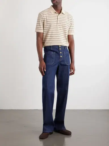Valentino Garavani VLogo Striped Cotton-Piqué Polo Shirt - Men | Thumbnail 2 Valentino Garavani VLogo Striped Cotton-Piqué Polo Shirt - Men | Thumbnail 2