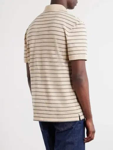 Valentino Garavani VLogo Striped Cotton-Piqué Polo Shirt - Men | Thumbnail 4 Valentino Garavani VLogo Striped Cotton-Piqué Polo Shirt - Men | Thumbnail 4
