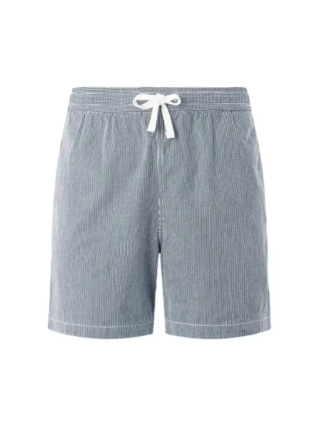 Straight-Leg Striped Cotton Drawstring Shorts - Men Straight-Leg Striped Cotton Drawstring Shorts - Men