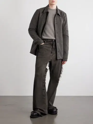 Rick Owens Bolan Frayed Baggy Bootcut Jeans - Men | Thumbnail 2 Rick Owens Bolan Frayed Baggy Bootcut Jeans - Men | Thumbnail 2