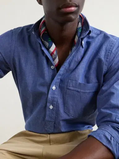 Drake's Button-Down Collar Cotton and Linen-Blend Polo Shirt - Men | Thumbnail 5 Drake's Button-Down Collar Cotton and Linen-Blend Polo Shirt - Men | Thumbnail 5