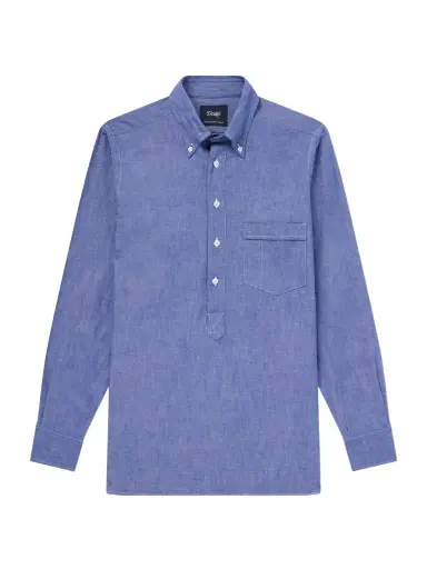Drake's Button-Down Collar Cotton and Linen-Blend Polo Shirt - Men | Thumbnail 1 Drake's Button-Down Collar Cotton and Linen-Blend Polo Shirt - Men | Thumbnail 1