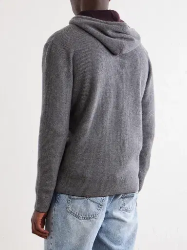 ELEVENTY Ribbed Cashmere Zip-Up Hoodie - Men | Thumbnail 4 ELEVENTY Ribbed Cashmere Zip-Up Hoodie - Men | Thumbnail 4