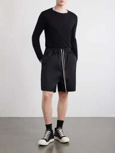 Rick Owens Boxer Straight-Leg Cotton-Blend Canvas Drawstring Shorts - Men | Thumbnail 2 Rick Owens Boxer Straight-Leg Cotton-Blend Canvas Drawstring Shorts - Men | Thumbnail 2