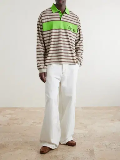 Versace Polo Striped Cotton Jersey Polo Shirt - Men | Thumbnail 2 Versace Polo Striped Cotton Jersey Polo Shirt - Men | Thumbnail 2