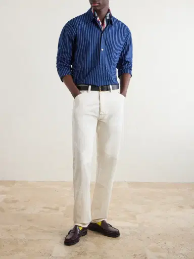 Drake's Striped Cotton Polo Shirt - Men | Thumbnail 2 Drake's Striped Cotton Polo Shirt - Men | Thumbnail 2