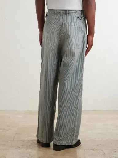 KAPITAL Liberty Hicoree Fatigue Wide-Leg Striped Distressed Patchwork Cotton-Twill Trousers - Men | Thumbnail 4 KAPITAL Liberty Hicoree Fatigue Wide-Leg Striped Distressed Patchwork Cotton-Twill Trousers - Men | Thumbnail 4