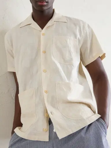 Drake's Camp-Collar Linen Shirt - Men | Thumbnail 6 Drake's Camp-Collar Linen Shirt - Men | Thumbnail 6