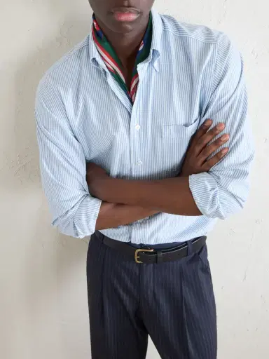 Drake's Button-Down Collar Striped Cotton Shirt - Men | Thumbnail 5 Drake's Button-Down Collar Striped Cotton Shirt - Men | Thumbnail 5