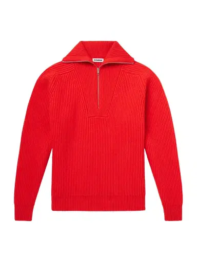 Jil Sander Ribbed Wool Zip-Up Sweater - Men | Thumbnail 1 Jil Sander Ribbed Wool Zip-Up Sweater - Men | Thumbnail 1