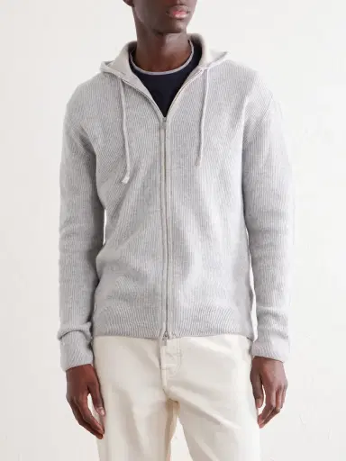 ELEVENTY Ribbed Cashmere Zip-Up Hoodie - Men | Thumbnail 3 ELEVENTY Ribbed Cashmere Zip-Up Hoodie - Men | Thumbnail 3