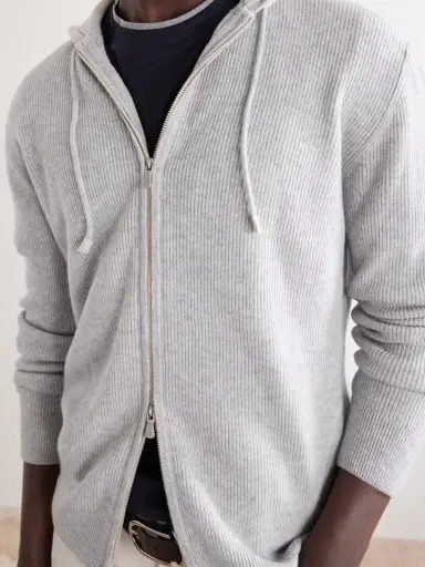 ELEVENTY Ribbed Cashmere Zip-Up Hoodie - Men | Thumbnail 5 ELEVENTY Ribbed Cashmere Zip-Up Hoodie - Men | Thumbnail 5