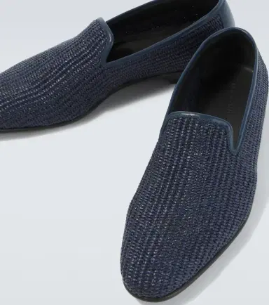 Manolo Blahnik Mario leather-trimmed raffia loafers | Thumbnail 2 Manolo Blahnik Mario leather-trimmed raffia loafers | Thumbnail 2