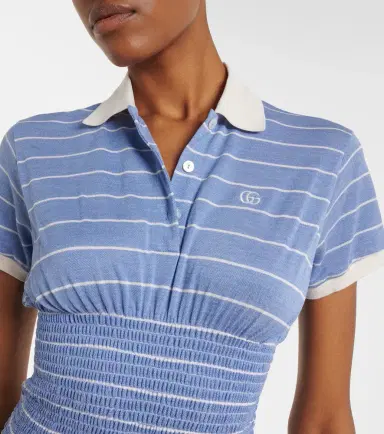Gucci Shirred striped silk piqué polo dress | Thumbnail 2 Gucci Shirred striped silk piqué polo dress | Thumbnail 2