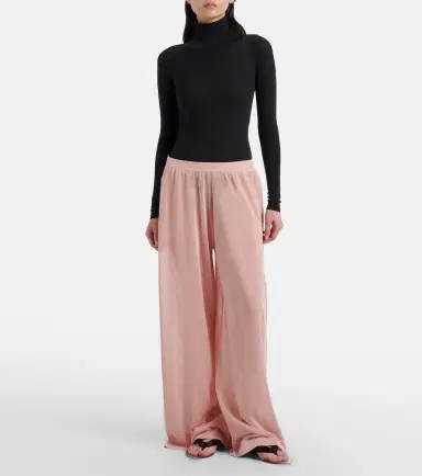 Alaia Alaïa Semi-sheer linen and silk wide-leg pants | Thumbnail 4 Alaia Alaïa Semi-sheer linen and silk wide-leg pants | Thumbnail 4