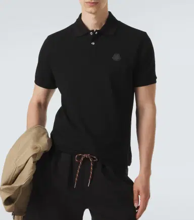 Moncler Leather-trimmed cotton piqué polo shirt | Thumbnail 4 Moncler Leather-trimmed cotton piqué polo shirt | Thumbnail 4