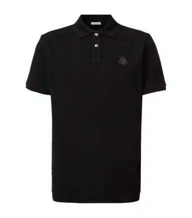 Moncler Leather-trimmed cotton piqué polo shirt | Thumbnail 1 Moncler Leather-trimmed cotton piqué polo shirt | Thumbnail 1