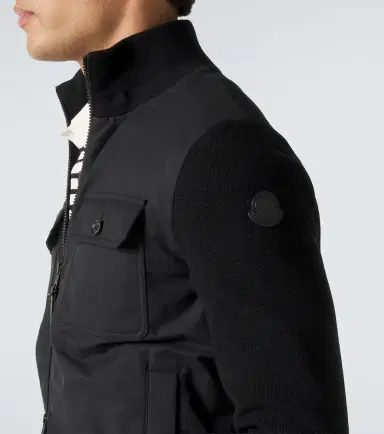 Moncler Virgin wool and suede zip-up down cardigan | Thumbnail 5 Moncler Virgin wool and suede zip-up down cardigan | Thumbnail 5