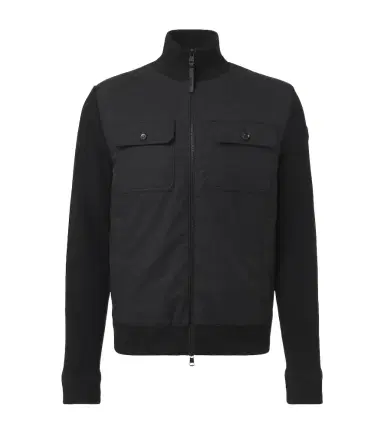 Moncler Virgin wool and suede zip-up down cardigan | Thumbnail 1 Moncler Virgin wool and suede zip-up down cardigan | Thumbnail 1