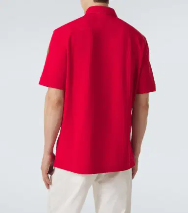 Moncler eather-trimmed cotton piqué polo shirt | Thumbnail 4 Moncler eather-trimmed cotton piqué polo shirt | Thumbnail 4