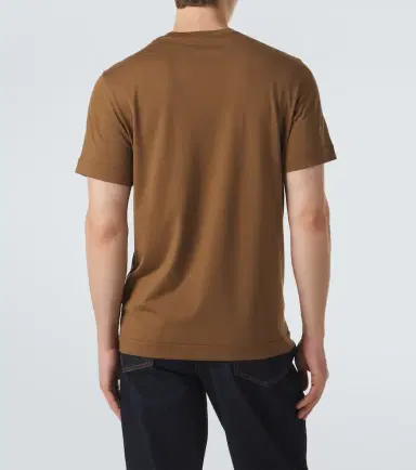 Moncler Leather-trimmed cotton jersey T-shirt | Thumbnail 4 Moncler Leather-trimmed cotton jersey T-shirt | Thumbnail 4